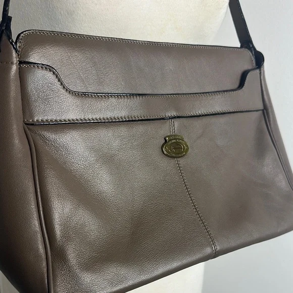 Etienne Aigner Taupe Leather Messenger Bag